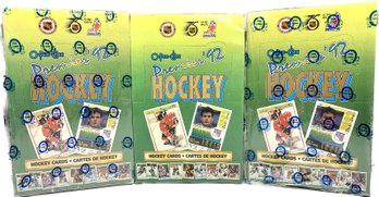 3 BOXES -1992 O-pee-chee Premier Hockey Cards (1 Unsealed Box, 2 Sealed Boxes)