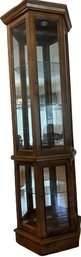 Tall Wood And Glass Display Case. 24.5x11x70H Interior Light Tested And Working.
