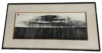 Landscape Forest Side In Winter Wall Art, Signed By Painter - 25x13