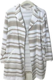 Chicos Womens Tan And White Striped Jacket Size 2