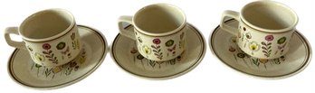 Lenox Temper-ware 'Sprite' Coffee Cups And Saucers, Set Of 3,  Made In USA - Plate Diameter 6'
