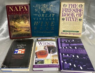 Collection Of Wine Books (6) With Sirius Bordeaux Wooden Wine Box (20x6.5x13)