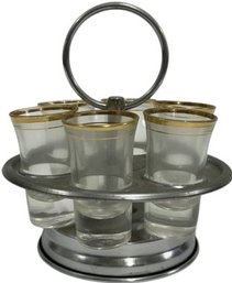 (6) Shot Glasses And Shot Glass Holder - 4'Tall