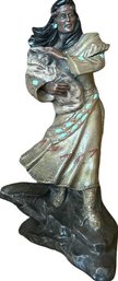 Ceramic Tawana Native American Woman Holding Baby 11.5x6.5