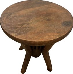 Small Heavy Wood Table, 25.5H, 24 Diameter