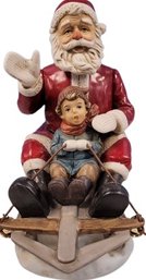 1999 Santa By Melody In Motion. Hand Made And Hand Painted Porcelain Figurine! Sings And Moves - 9.5x8.5x5.5