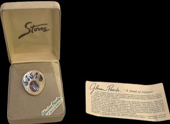 Glacier Pearle Bear Paw Pin. Made Of Abalone Shell. By AT Storrs Ltd. (1x1)