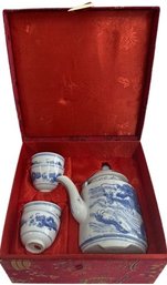 Blue Dragon Made In China Teapot And Cup Set In Box