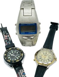 Vintage Mens Sports Watches, Untested, ADEC Goodwrench, Timex, Heavy Metal Digital Watch