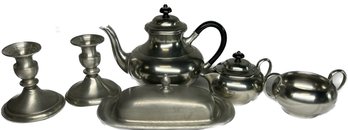 Vintage Handcrafted Genuine Pewter Set Royal Coffee, Tea Pot - 21'