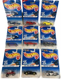 Collectible Hot Wheels 9 Pcs, 1996, 1995, 1997, 1998 First Editions And More - 13'