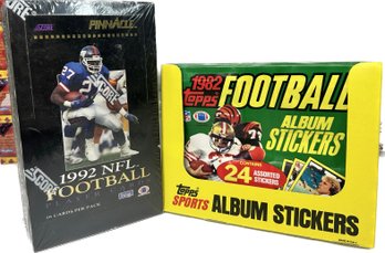 1992 Pinnacle NFL Football Player Cards (sealed Box), 1982 Topps Football Album Stickers