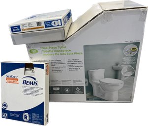 WaterRidge One-piece Toilet (unopened), Bemis Innovation 18.5 Inch Toilet Seat,  And More