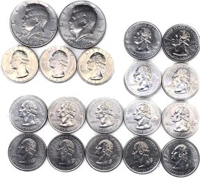 1776-1976 & 1972 United States Of America Half Dollar Coins, 1989 United States Of America Quarters, And More