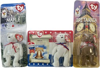 Beanie Babies: Maple The Bear, Britannia The Bear, Libearty The Bear