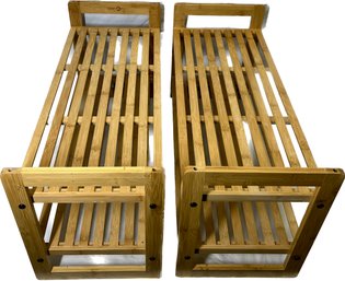 Two Trinity Wooden Slat Shoe Rack