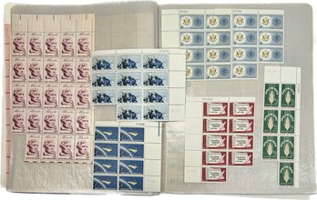 Harco Mint Sheet File Folder With Lincoln 3 Cent Stamps, George Washington 1 Cent Stamps And More Stamps