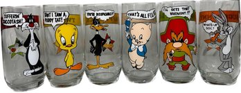 Vintage Looney Tunes Drinking Glass 6 Pcs, 6'