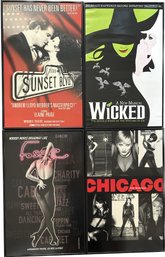 Broadway Musical Framed Posters- Sunset Blvd, Wicked, Fosse & Chicago- 14x22