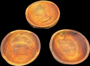 Three Small Wooden Bowls. Approximately 5x1.5
