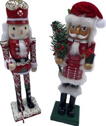 Two Painted Wooden Nutcrackers: Approximately 14 H