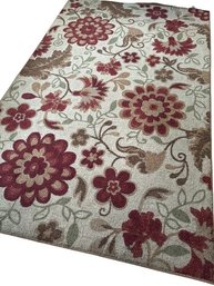 Made In USA Rug. Red, Beige, Creme With Flowers 96x60