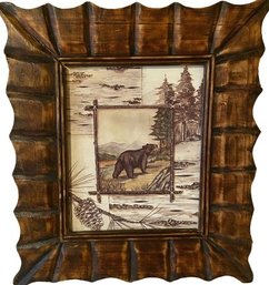 Brown Bear Print With Decorative Wooden Frame (14.5x16)