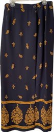 Ladies Skirt CHAUS, Size 6 - 100 Polyester Dark Blue And Gold