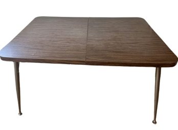 Vintage Veneer & Metal Kitchen Table. 57x42x29