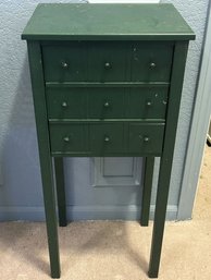 Green 3 Tier Drawer Side Table (13x28.5x10)