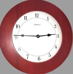 12' Red Wood Eddie Bauer Clock, No Glass, Working