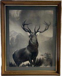 A Stag In A Mountainous Landscape, The Monarch Of The Glen Printed And Framed- 18x1.5x22.5