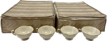 Lenox Mansfield Cream And Gold Teacups In Storage Case (21 Total)