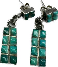 Turquoise And Sterling Silver Earrings, 4.81g