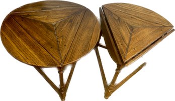 Carpenter Style End Tables, Three Sides Fold Down To Make Triangle, 28Dx23.5H