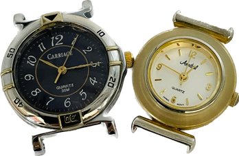 Vintage Ladies Watch Faces, Untested-carriage, Annabel. Both Need Watch Bands. Silvertone, Goldtone