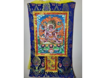 Wrathful Deity With Consort Thangka, 53 X 31'