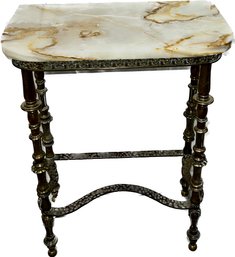Metal Side Table With Stone Top 21Wx29H