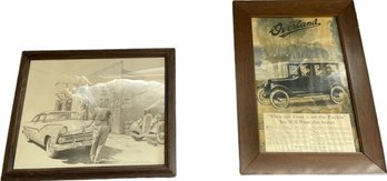 Vintage Wooden Frame Car Picture Set L18xW13