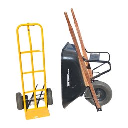 True Temper USA Wheel Barrel With Yellow Hand Truck (All Tires Need Air)