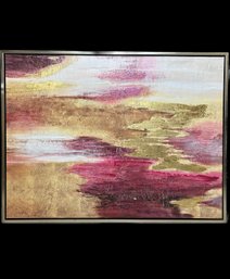 Abstract Decorative Acrylic Painting With Gold Flakes, Artist Unknown (50in X 38in)