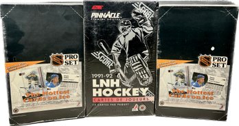 3 BOXES - Unopened Score 1991-92 LNH Hockey Pinnacle Premier Edition, NHL Pro Set Hockey Cards