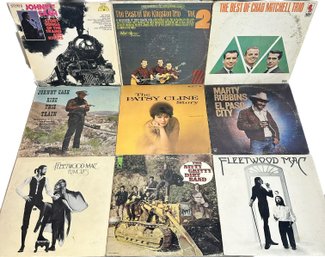 Vintage Vinyl Records - Johnny Cash Ride This Train, Fleetwood Mac Rumours, Best Of The Kingston Trio Vol. 2