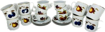 Royal Worcester Evesham Fine Porcelain Teacups And Saucers