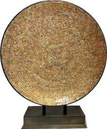 Large Orange Tile Mosaic Decor, 30 Total Height X 24 Diameter Of Disk