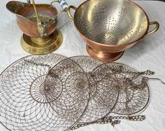 Brass Kitchen Strainer, Brass & Gold Planter, Brass Hanging 3-tiered Produce Basket