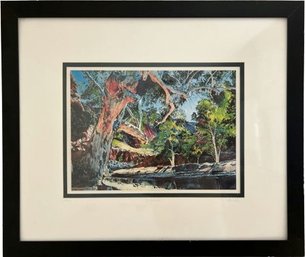 Limited Edition Print Creekside Signed By Artist L. Bender (26.5x22.5)-Frame Isnt Secure