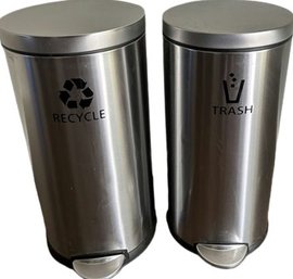 Simplehuman Metal Trash And Recycling Receptacles- Liner Code G & H, 13Lx17Wx26H & 12Lx14Wx25.5H