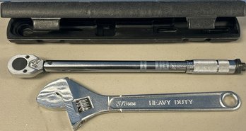 Heavy Duty Drop Forged 15in Crescent Wrench And A Pittsburgh Pro Torque Wrench (18in)