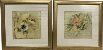 Pair Of Framed Floral Prints (19x19)